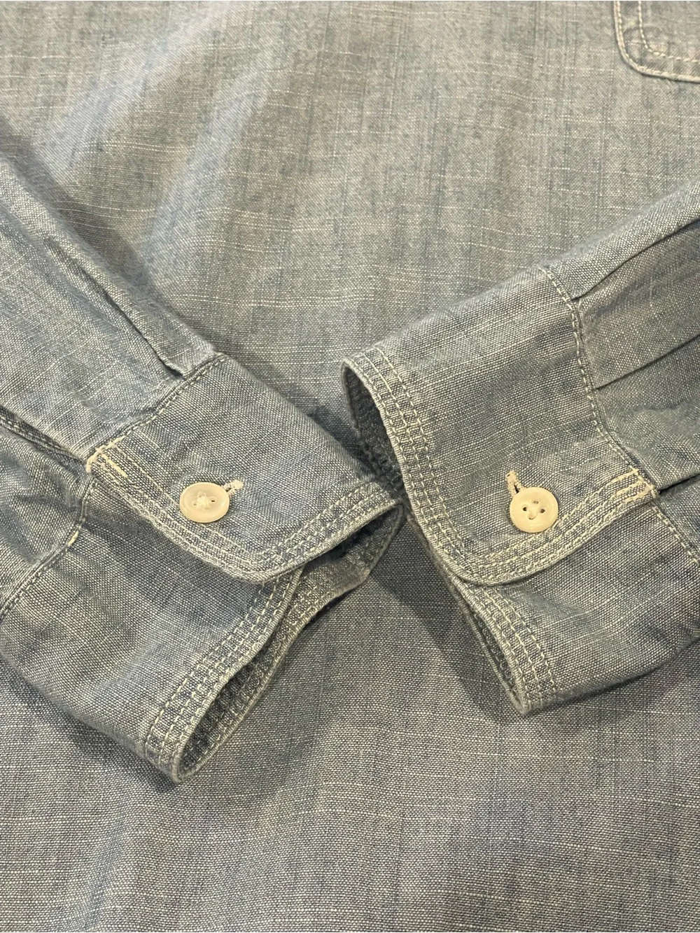 J. Crew Light Blue Chambray Popover Shirt, V-Neck, Collared, Long Sleeve, Size S